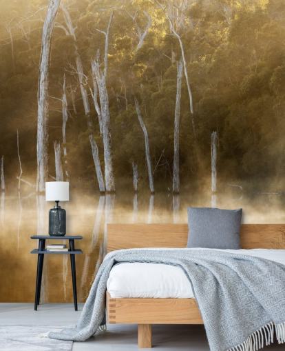 Papel de Parede Misty Lake and Trees