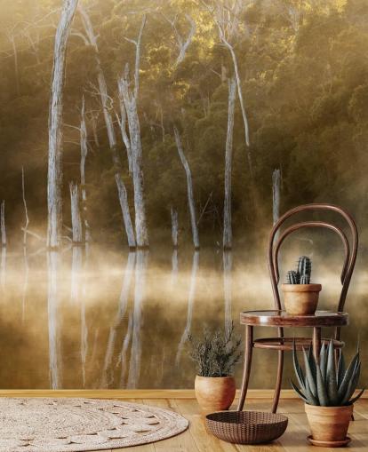 Fondo de pantalla Misty Lake and Trees Fondo de pantalla Misty Lake and Trees