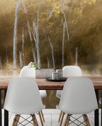 Carta da parati Misty Lake and Trees