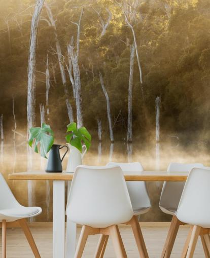 Carta da parati Misty Lake and Trees