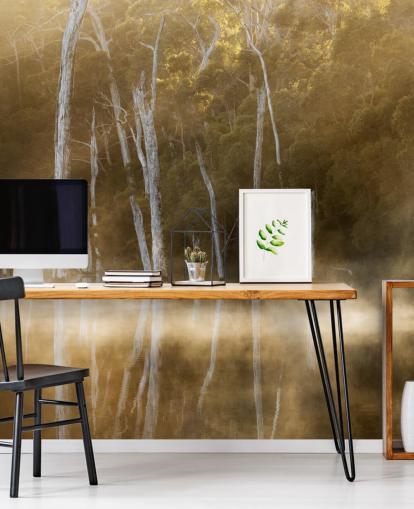 Papel de Parede Misty Lake and Trees