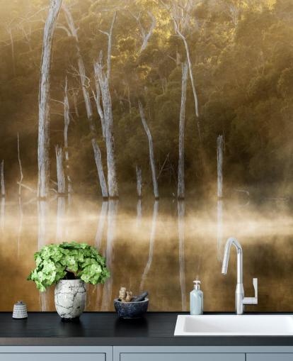 Fondo de pantalla Misty Lake and Trees