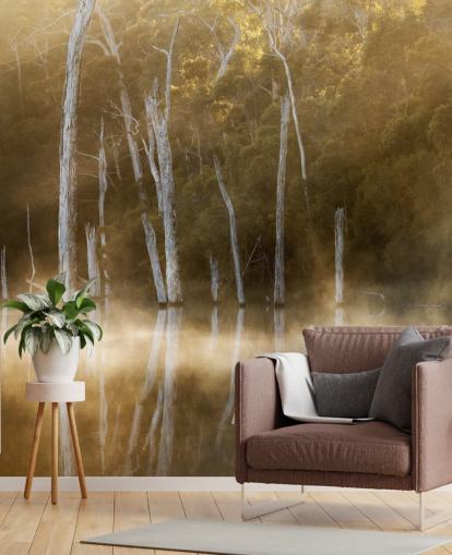 Papel de Parede Misty Lake and Trees