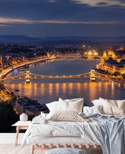 carta da parati budapest e fiume di notte