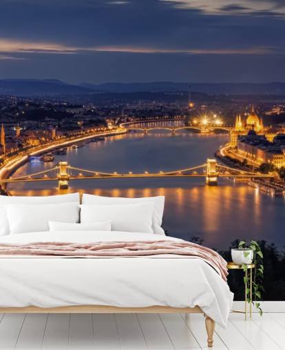 Budapest ja joki yöllä tapetti
