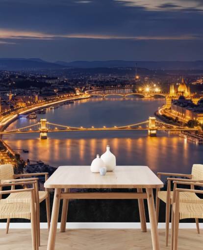 carta da parati budapest e fiume di notte