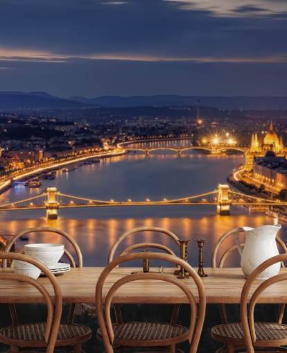 fond d'écran de Budapest et rivière la nuit