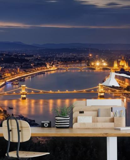 budapest and river at night wallpaper