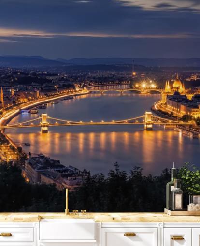 carta da parati budapest e fiume di notte
