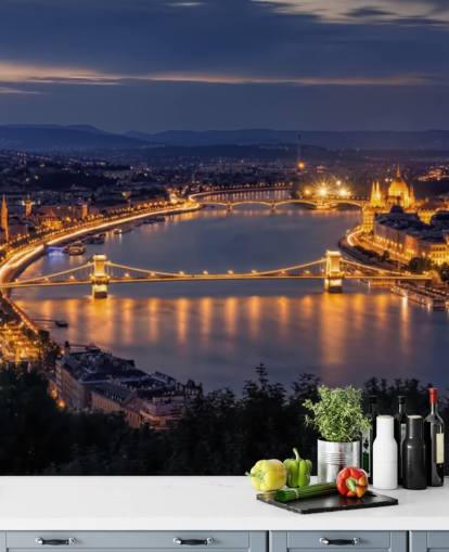 Budapest och floden på natten tapeter