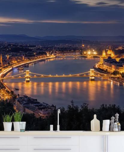 Budapest und Fluss bei Nacht Tapete Budapest und Fluss bei Nacht Tapete