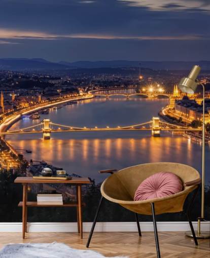 Budapest och floden på natten tapeter