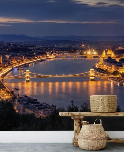 fond d'écran de Budapest et rivière la nuit