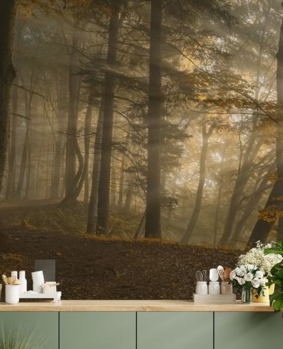 Forest Light Muurschildering Behang Forest Light Muurschildering Behang