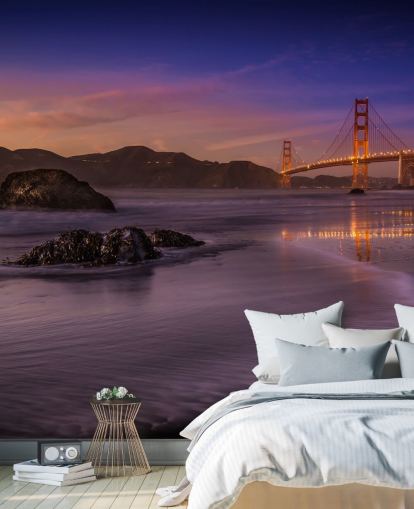 golden gate bridge coastal view at sunset wallpaper