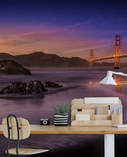 golden gate bridge coastal view at sunset wallpaper