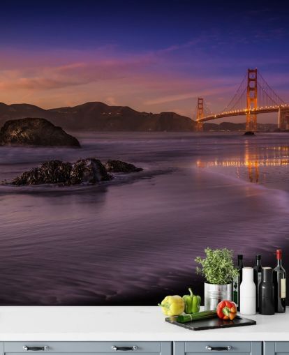 golden gate bridge coastal view at sunset wallpaper