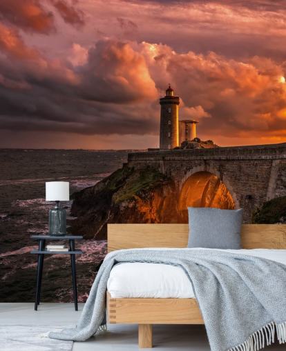 Sunset Coastal Lighthouse Wall Mural