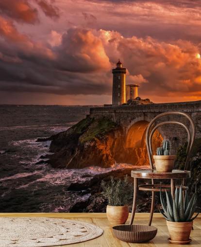 Mural de pared Faro costero atardecer Mural de pared Faro costero atardecer