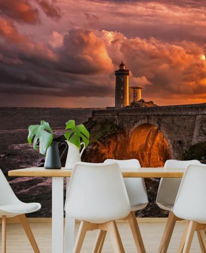 Sunset Coastal Lighthouse Wall Mural