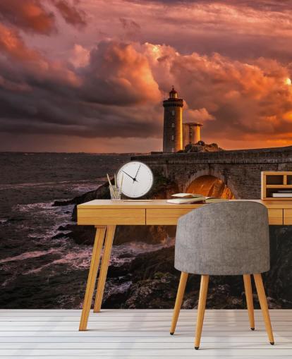 Sunset Coastal Lighthouse Wall Mural