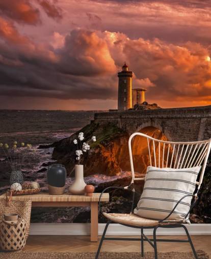 Mural de pared Faro costero atardecer Mural de pared Faro costero atardecer