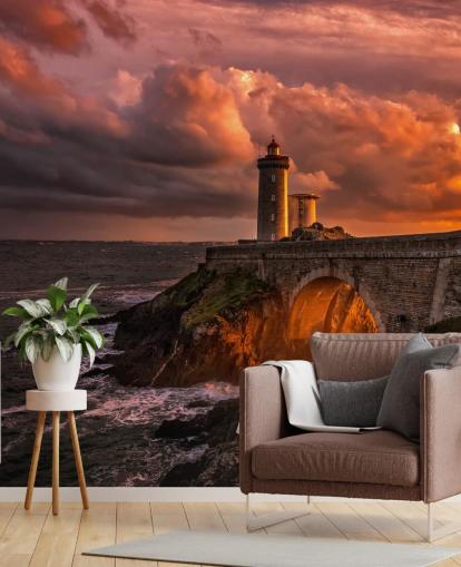 Sunset Coastal Lighthouse seinämaalaus