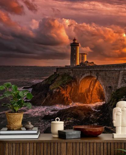 Mural de pared Faro costero atardecer