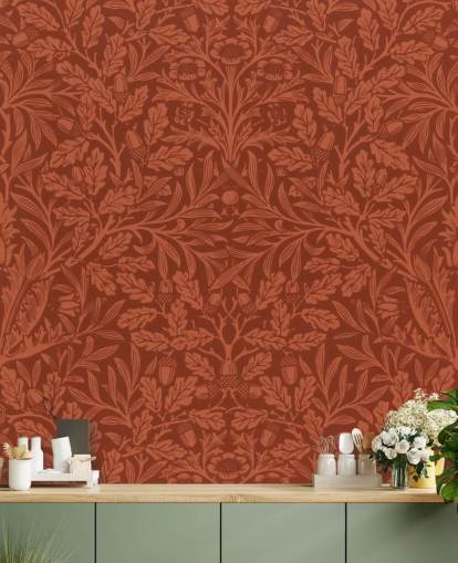 mørk orange victoriansk bladmønster tapet mørk orange victoriansk bladmønster tapet