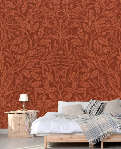 papel pintado con estampado de hojas victorianas de color naranja oscuro papel pintado con estampado de hojas victorianas de color naranja oscuro