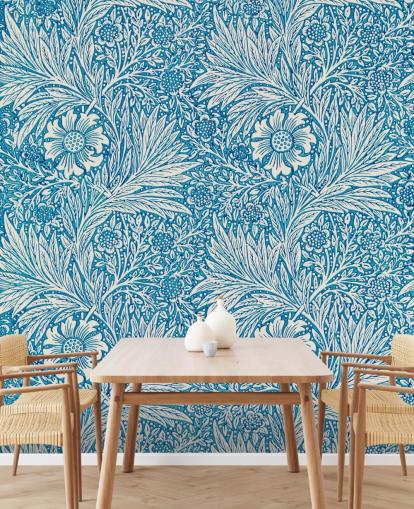 blue and white vintage floral wallpaper