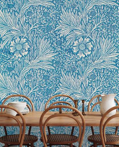 blue and white vintage floral wallpaper