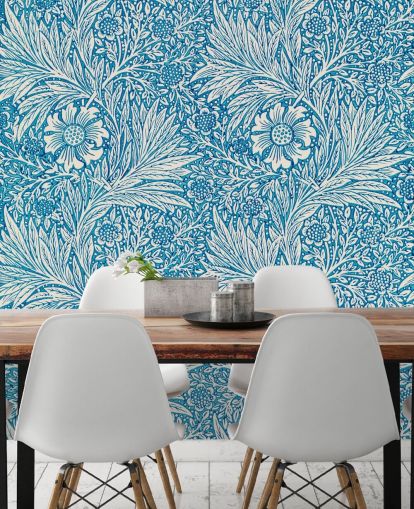 blue and white vintage floral wallpaper