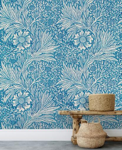 blå og hvit vintage floral tapet blå og hvit vintage floral tapet