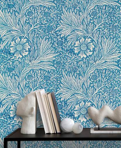 blaue und weiße Vintage-Blumentapete blaue und weiße Vintage-Blumentapete