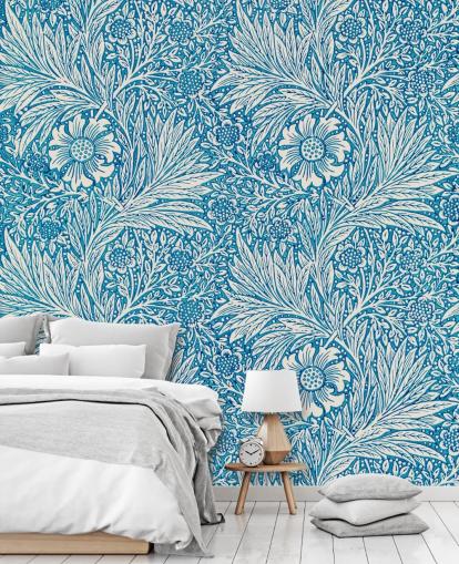 blauw en wit vintage bloemenbehang blauw en wit vintage bloemenbehang