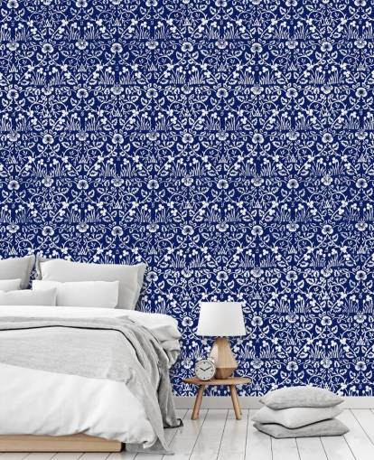 papel pintado vintage azul y blanco papel pintado vintage azul y blanco