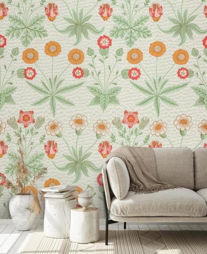 papel pintado blanquecino y naranja