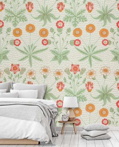 papier peint blanc cassé et orange