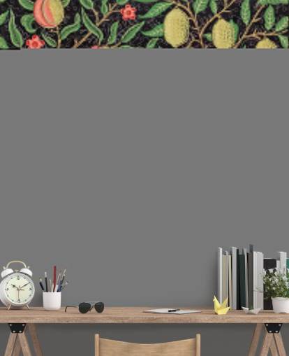 fondo negro con papel pintado de limones y melocotones amarillos