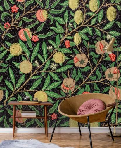 fondo negro con papel pintado de limones y melocotones amarillos fondo negro con papel pintado de limones y melocotones amarillos