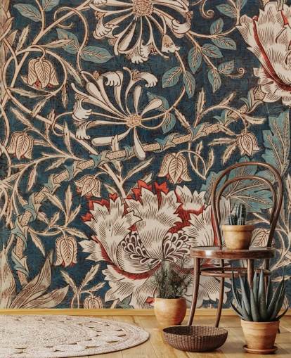 papel de parede floral antigo por william morris