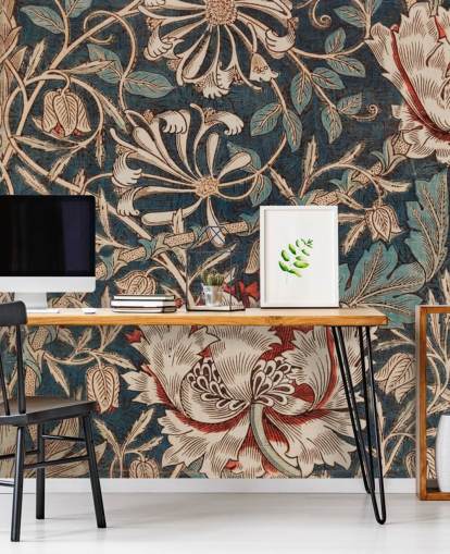 oud bloemenbehang van william morris