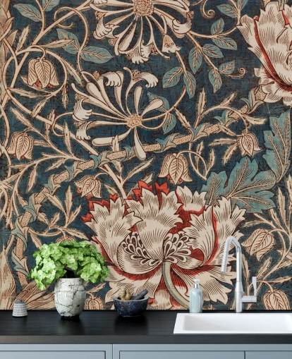 papel de parede floral antigo por william morris