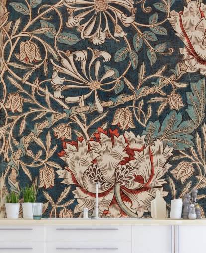 vecchia carta da parati floreale di william morris