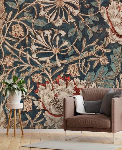 papel de parede floral antigo por william morris
