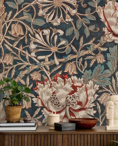 papel de parede floral antigo por william morris