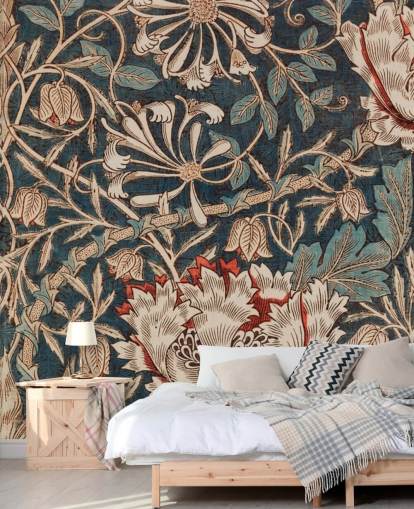 oud bloemenbehang van william morris