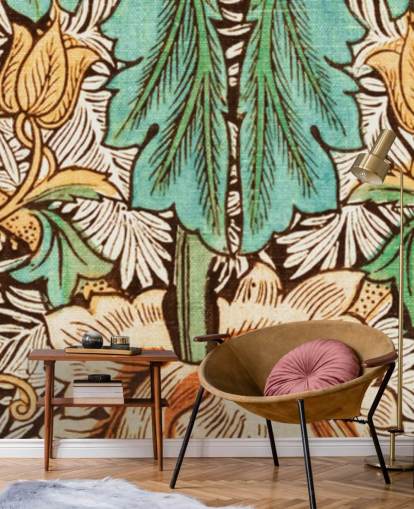 carta da parati floreale vintage giallo, arancione, verde carta da parati floreale vintage giallo, arancione, verde