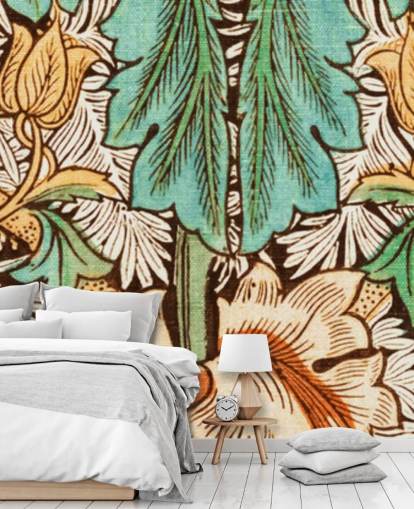 papel pintado floral vintage amarillo, naranja, verde papel pintado floral vintage amarillo, naranja, verde